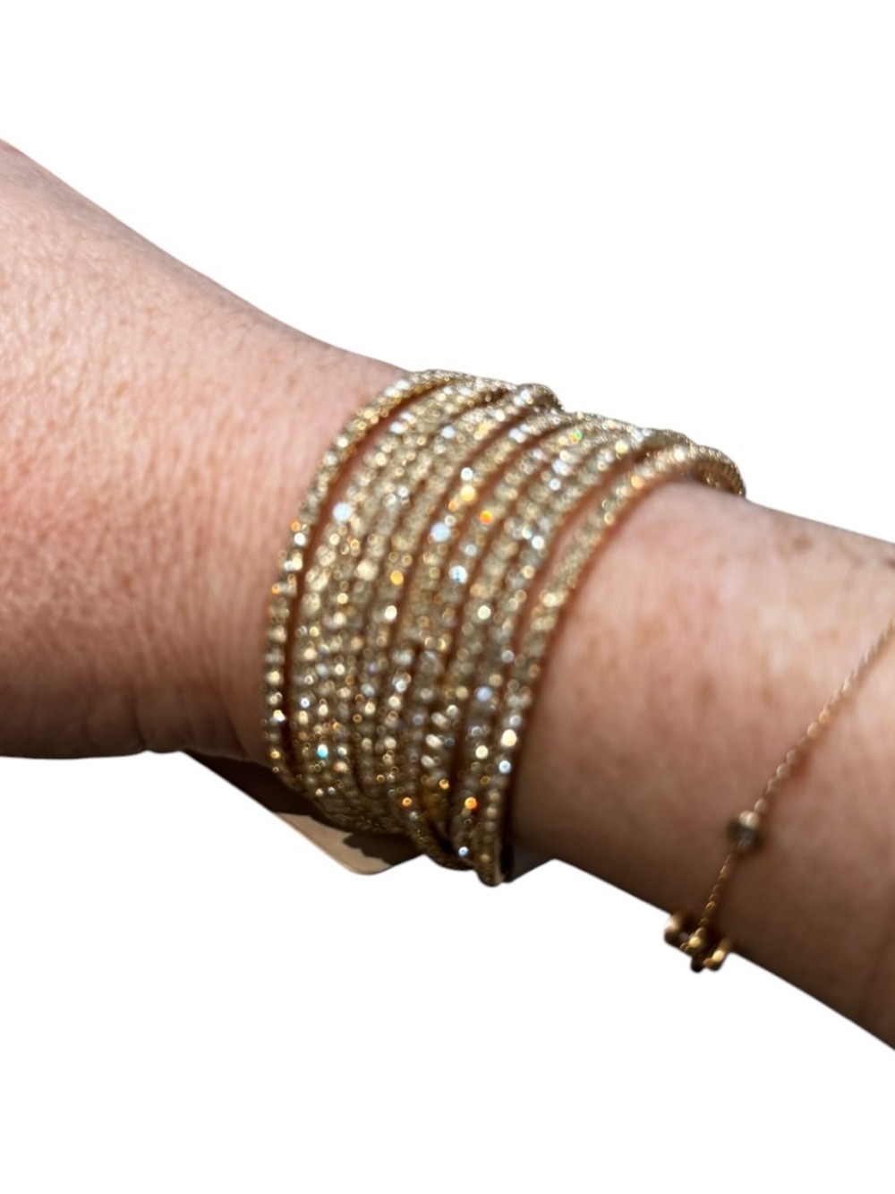 Gold Rhinestone Stretch Bracelet Set (10 Pack) NWT